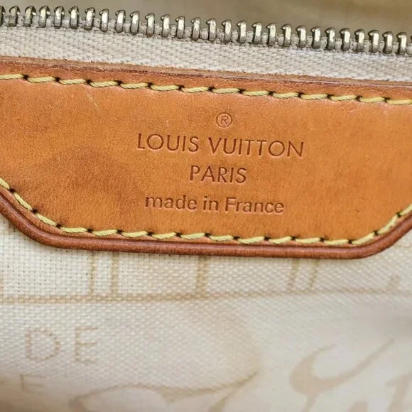 LOUIS VUITTON Neverfull PM Shoulder Tote Bag Damier Azur Leather N51110